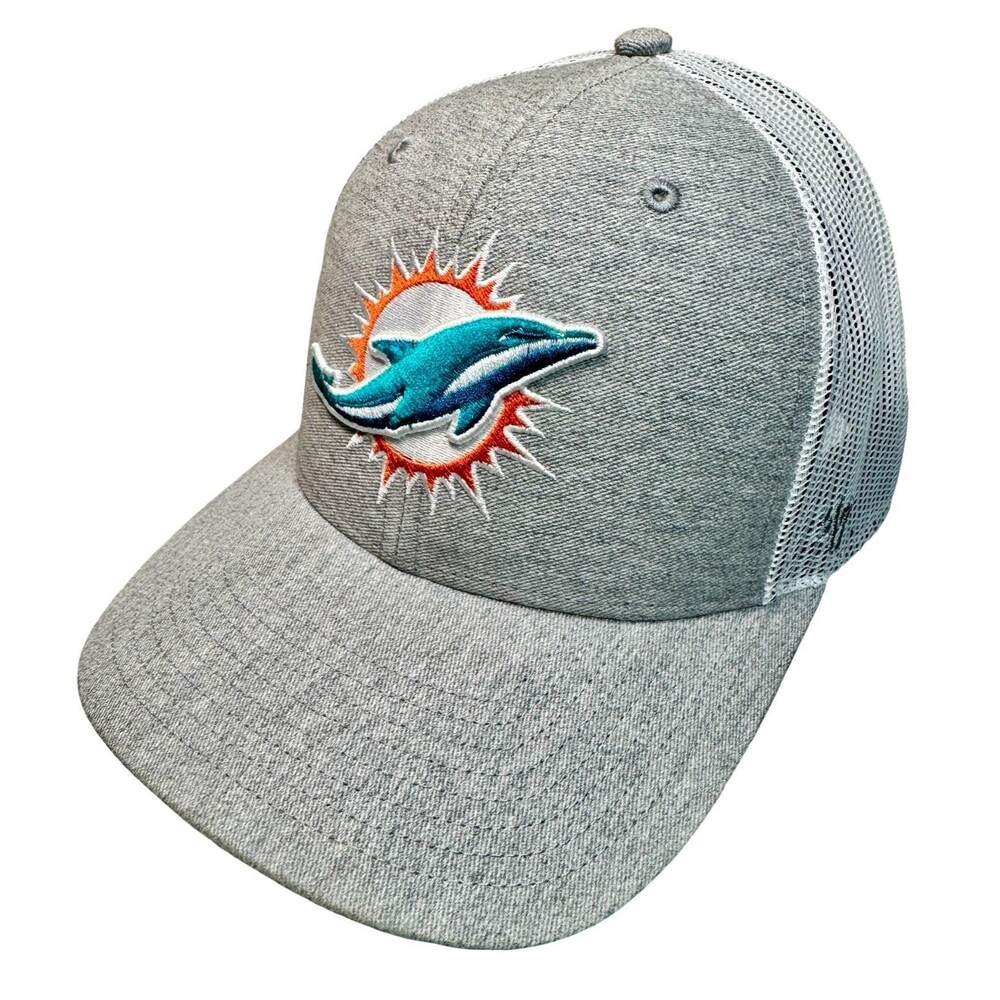 Miami Dolphins Hat Cap Snap Back Gray Green NFL Football Trucker Mesh '47 Mens